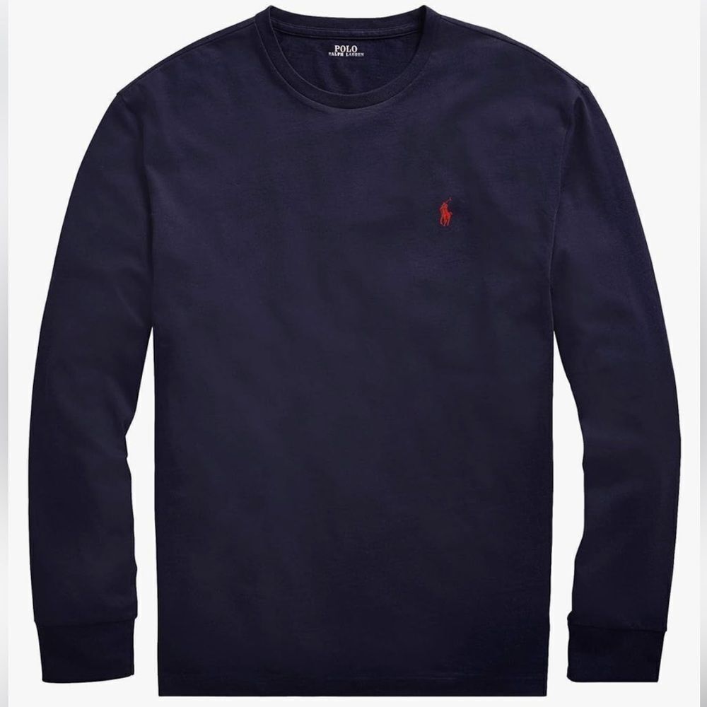 Polo by Ralph Lauren Men's Navy Waffle-Knit Cotton Long-Sleeve T-Shirt large